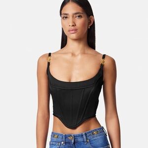 ✨🖤 VERSACE MEDUSA 95 BLACK SATIN CORSET TOP 🖤✨